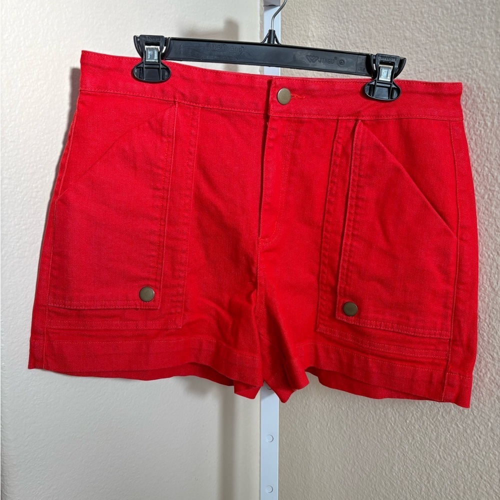 NWOT - Women's Draper James Flap Pocket Denim Shorts in Red - Size 12 - Picture 6 of 8